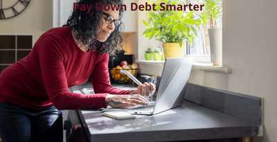 Woman Paying Off Her Credit Card Debt.